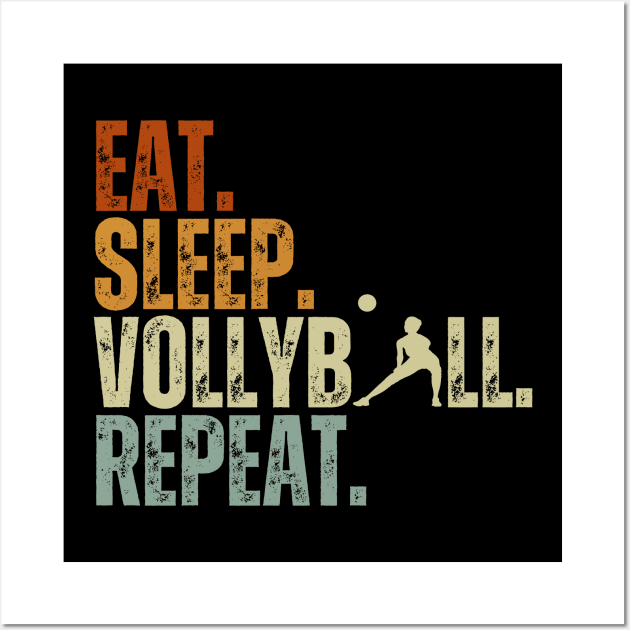 Eat Sleep Volleyball Repeat Funny Volleyball Players Women Wall Art by Just Me Store